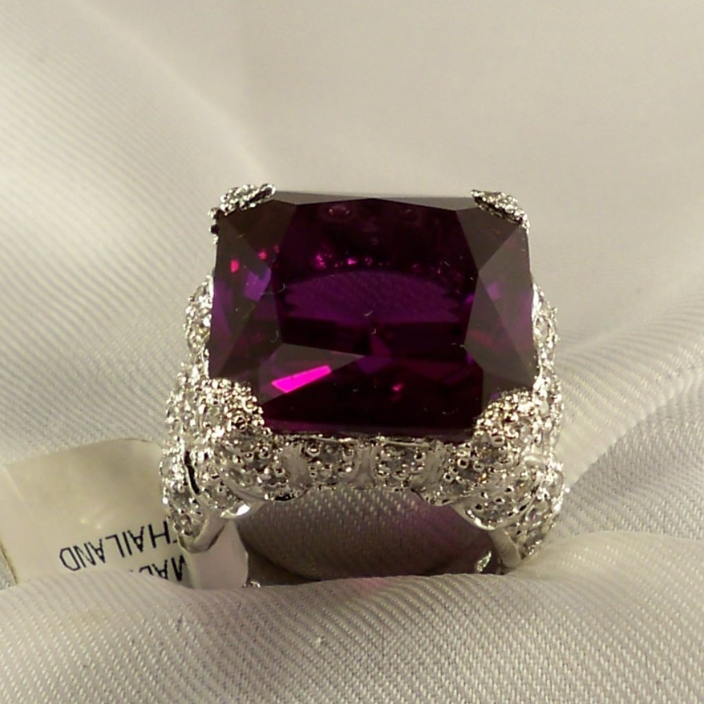 New Rare Vintage Charles Winston Purple Cubic Zirconias Silver Ring